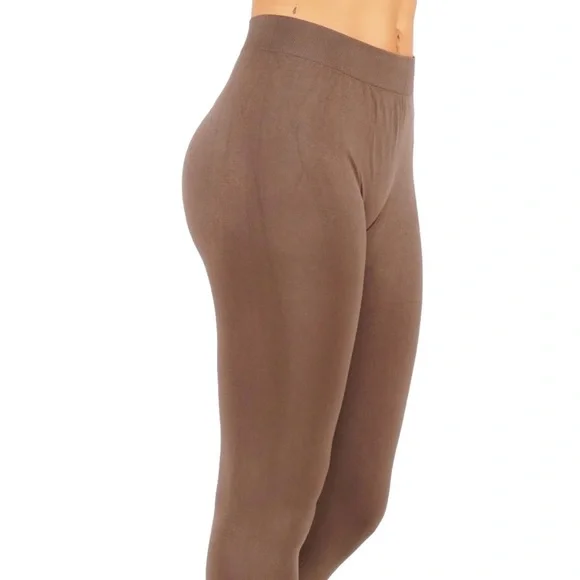 Yelete Taupe Lightweight Capri Leggings One Size - Picture 2 of 10